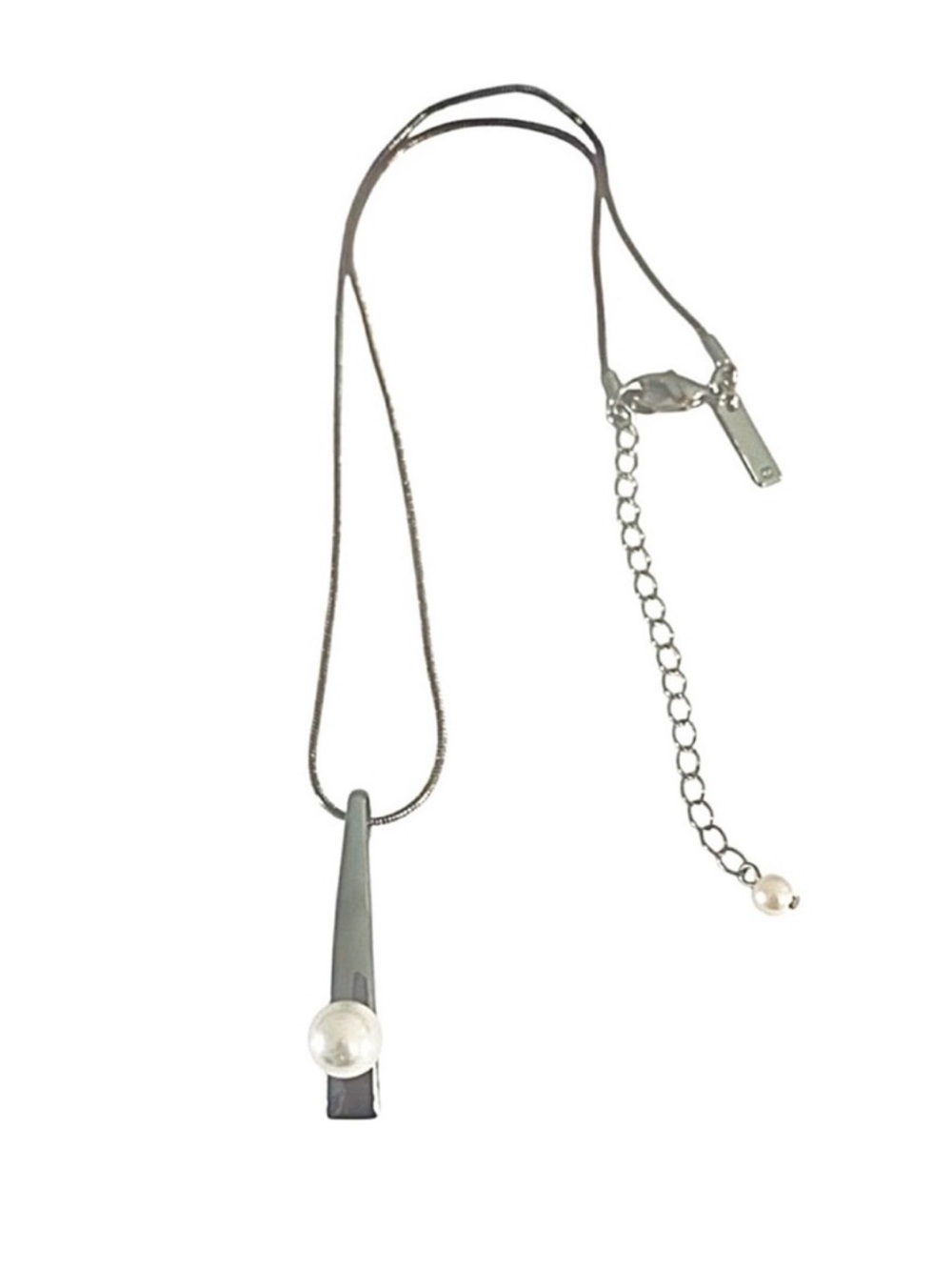 WHBM Faux Pearl Pendant Necklace Silver